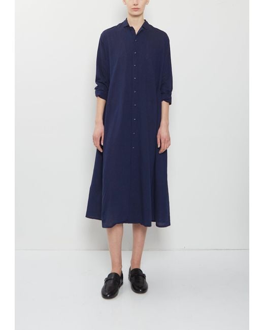Pas De Calais Blue Organic Cotton Shirt Dress