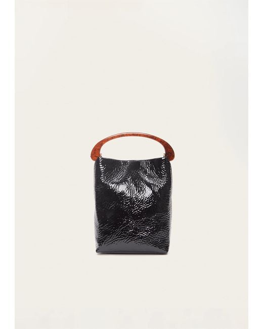 Dries Van Noten Black Handle Crisp Patent Leather Bag
