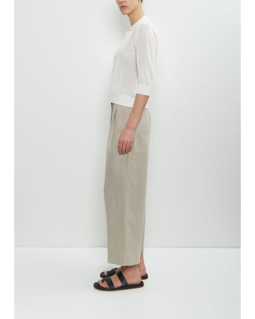 Margaret Howell White Cotton Cashmere Pointelle Polo Shirt