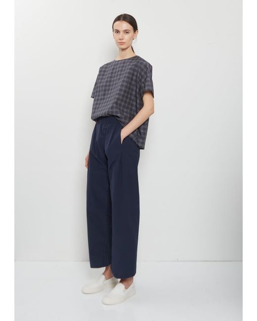 Apuntob Blue Short Sleeve Cotton Silk Top