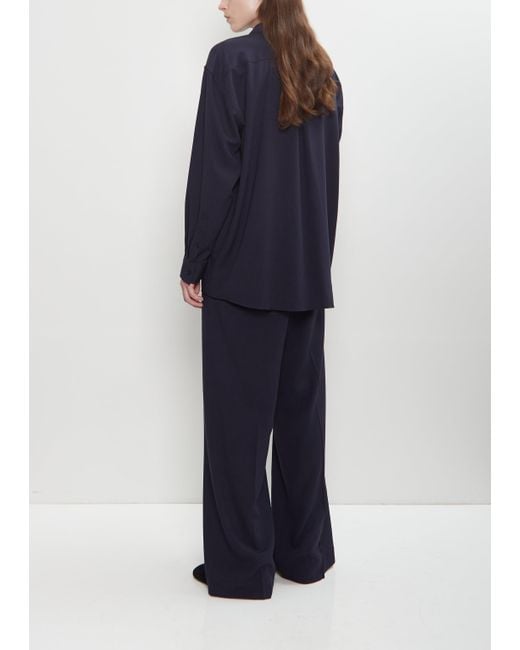 Totême  Blue Classic Viscose Wool Fluid Shirt