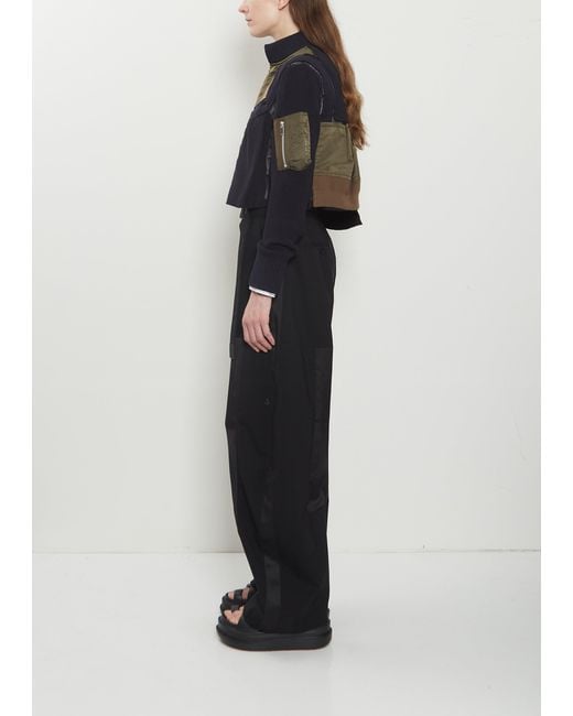 Sacai Black Nylon Twill X Cotton Knit Blouson