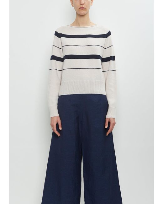 Margaret Howell Blue Cashmere Cotton Roll Edge Jumper