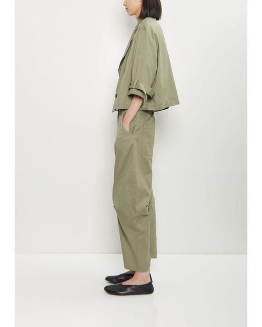 Y's Yohji Yamamoto Green Cotton Wide Collar Cropped Jacket