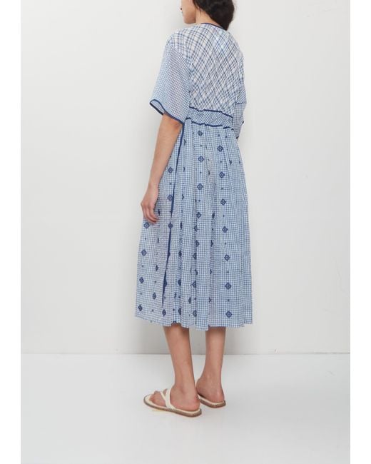 Antipast Blue Trim Detail Embroidery Cotton Dress