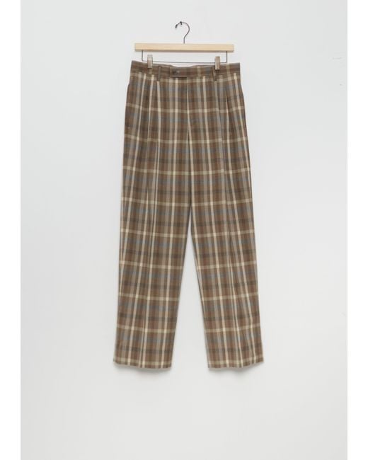 Auralee Natural Super Fine Tropical Wool Check Two-tuck Slacks