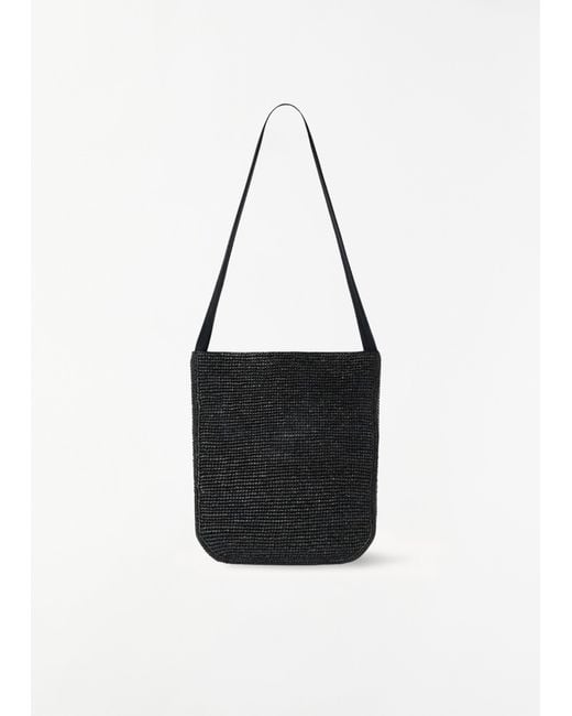 The Row Black Lori Raffia Shoulder Bag