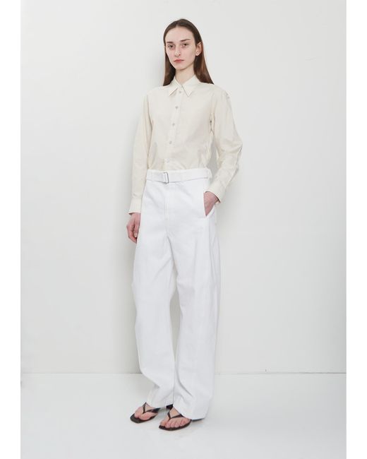 Lemaire White Twisted Belted Cotton Pants