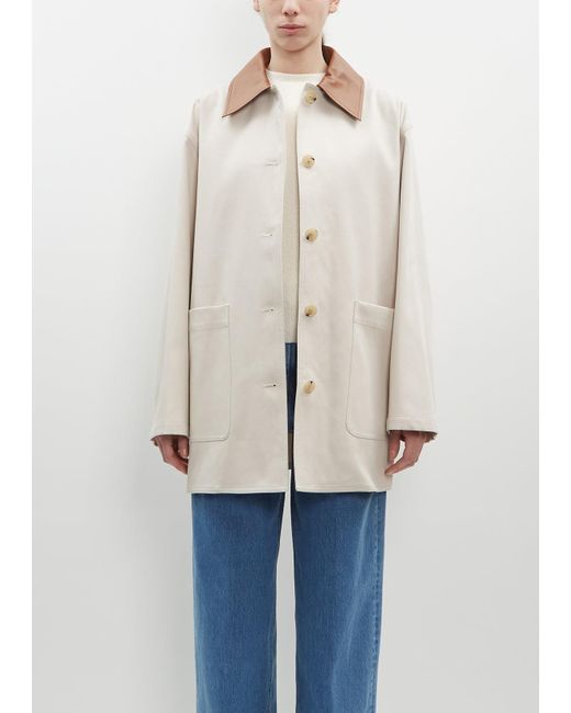 Totême  White Leather-collar Cotton Barn Jacket