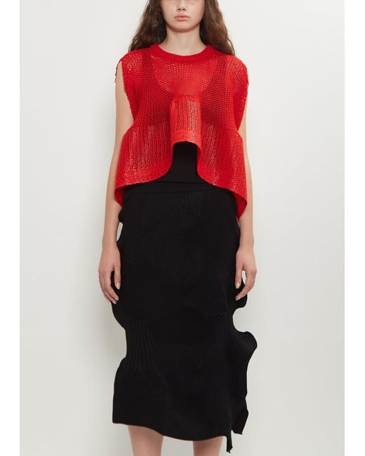 Issey Miyake Red Panini Wool Alpaca Blend Top