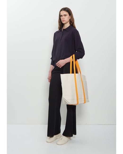 Amiacalva White Washed Canvas Two-tone Tote, Medium