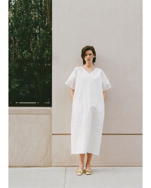 Sofie D'Hoore White Disa Cotton V-neck Dress