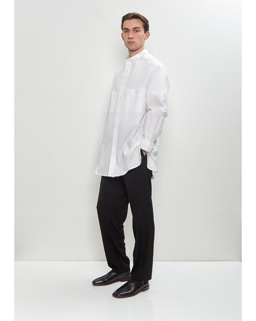 Yohji Yamamoto White Chain Stitch No Collar Shirt
