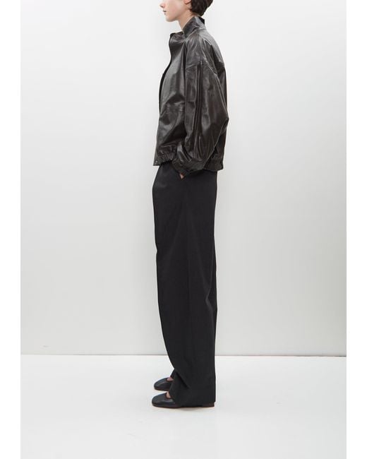 Lemaire Stand Collar Leather Blouson in Black | Lyst