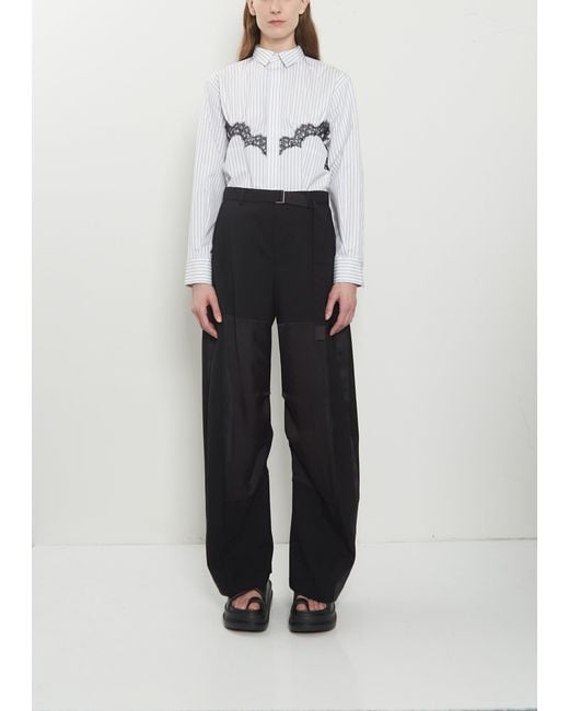 Sacai White Wool Suiting X Sheer Voile Pants