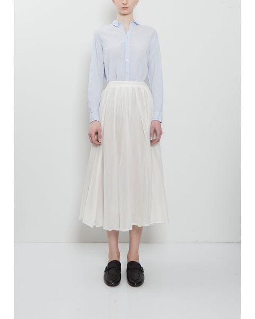 Pas De Calais White Cotton Silk Lawn Tuck & Gather Skirt
