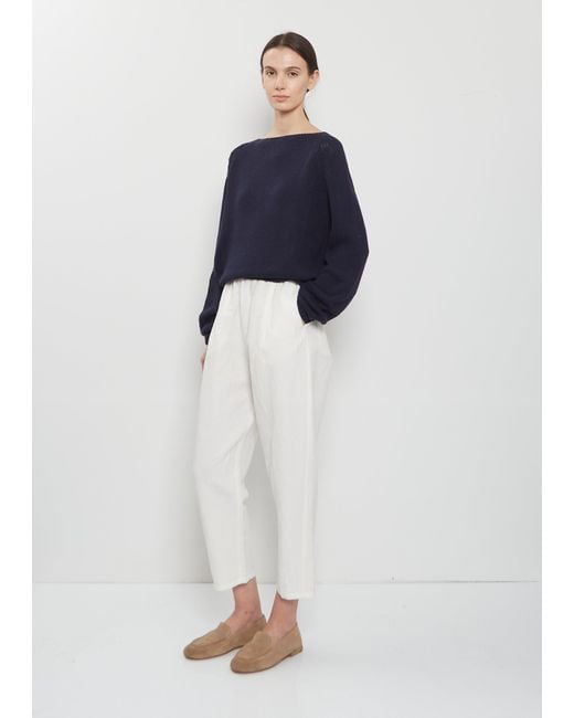 Apuntob Blue Boat Neck Silk Sweater