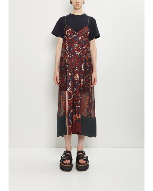 Sacai White Floral Print Voile Dress
