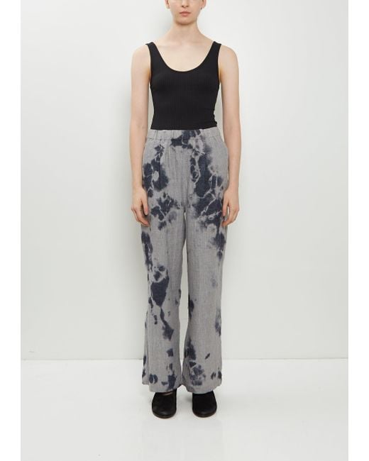 Suzusan Multicolor Linen Wool Drawstring Wide Pants
