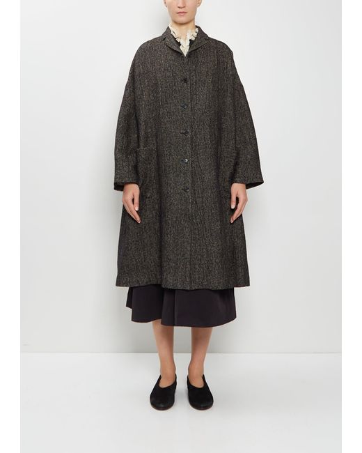 Apuntob Black Hemp Wool Long Coat