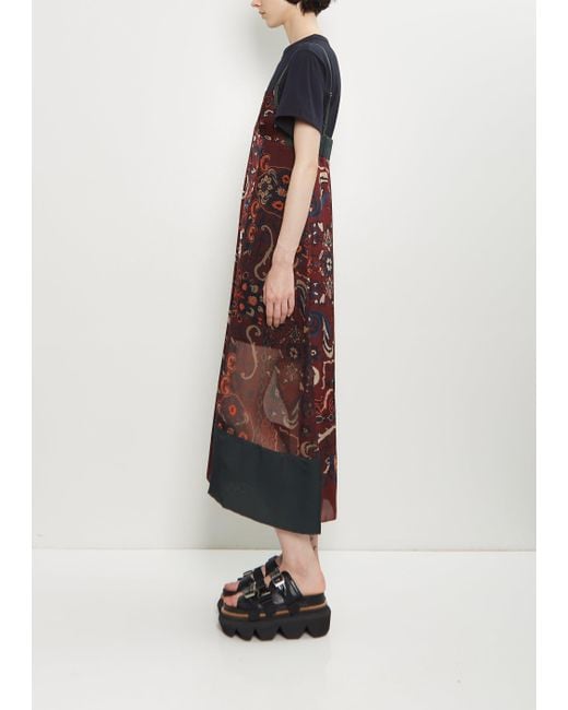 Sacai White Floral Print Voile Dress