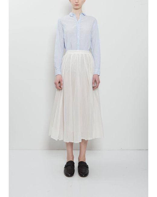 Pas De Calais White Cotton Silk Lawn Tuck & Gather Skirt