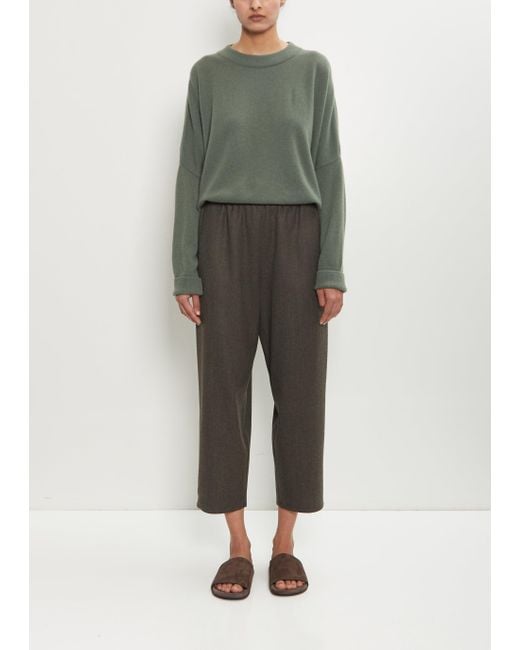 Dusan Green Wool Flannel Carrot Pants