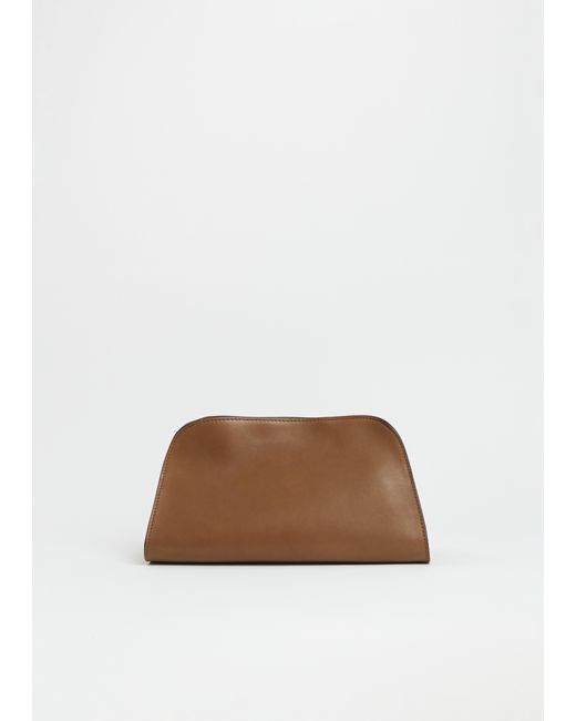 The Row White Peggy Saddle Leather Clutch