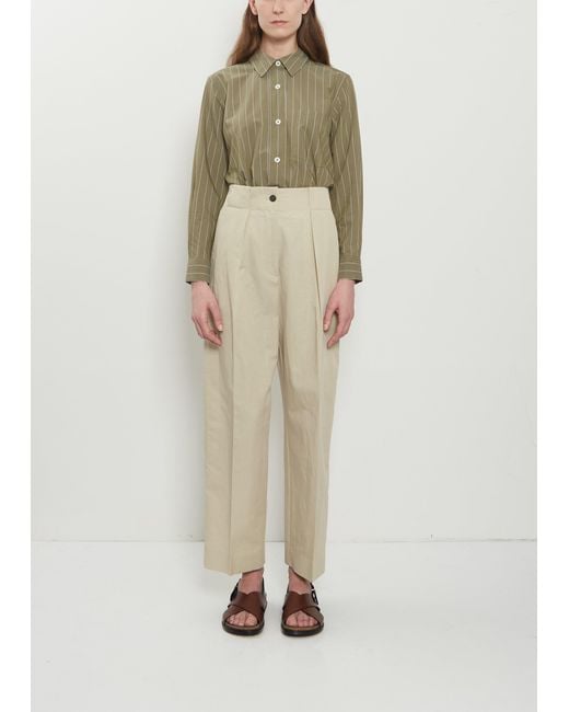 Margaret Howell Natural Wide Belt Loop Cotton Linen Trouser