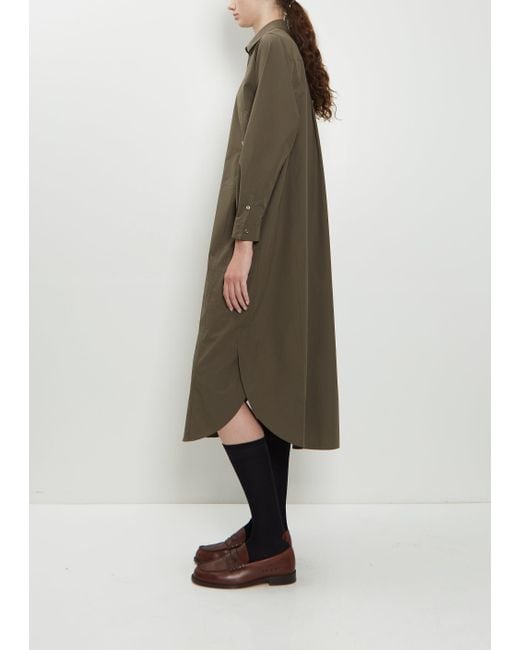 Minä Perhonen Green Breathing Cotton Shirt Dress