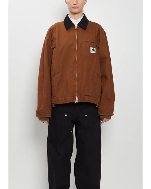 SACAI X CARHARTT WIP Brown Washed Cotton Canvas Duck Jacket