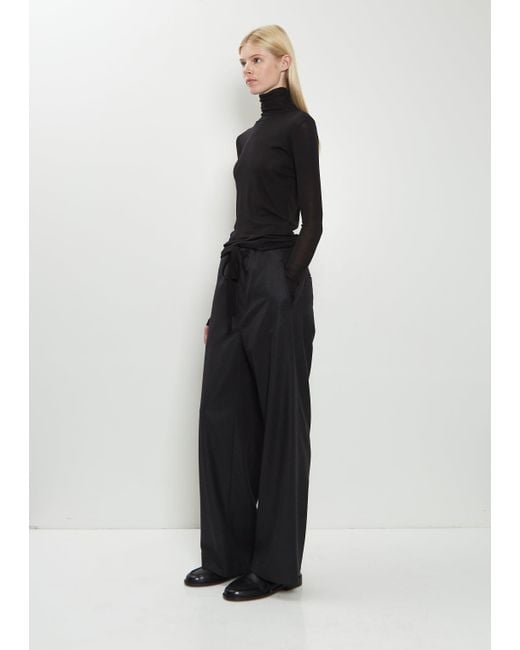 Auralee Black Wool Flannel Drawstring Pants