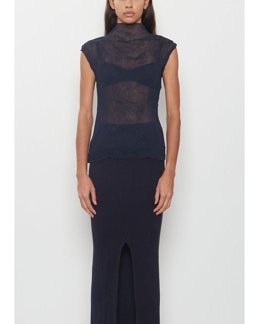 Issey Miyake Blue Chiffon Twist 1 Top