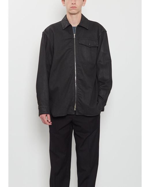 Dries Van Noten Black Croomson Waxed Denim Shirt