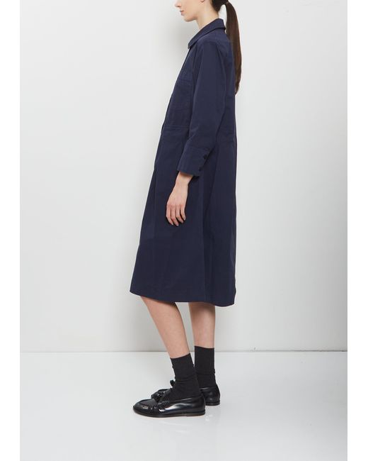 MHL by Margaret Howell Blue Pleated Cotton Shirt Dress