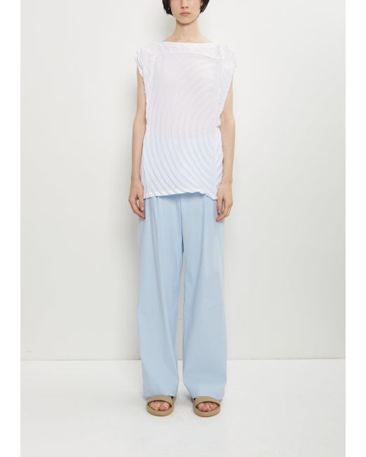 Issey Miyake White Washi Paper Wide Leg Pants