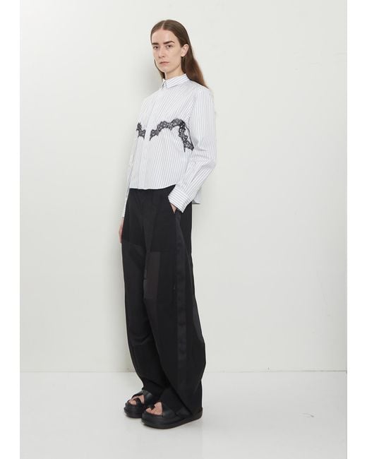 Sacai White Lace Detail Poplin Shirt