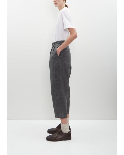 Y's Yohji Yamamoto Gray Flax Linen Tapered Pants