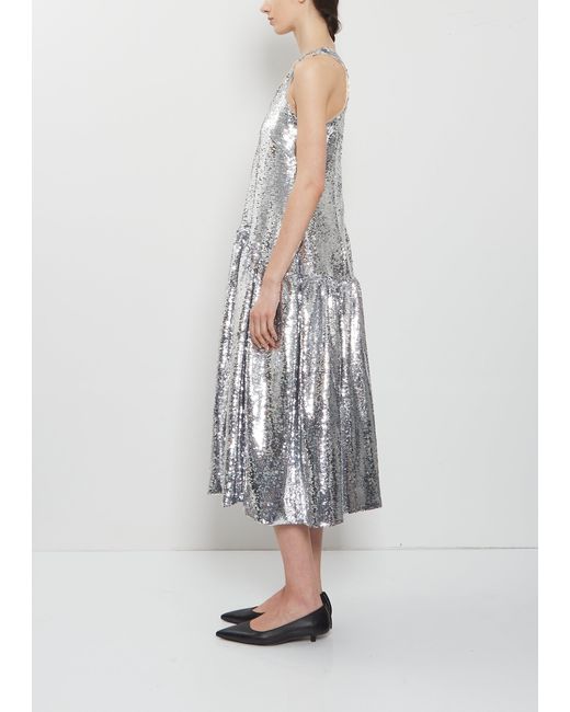 Simone Rocha White Flounce Sequins Dress