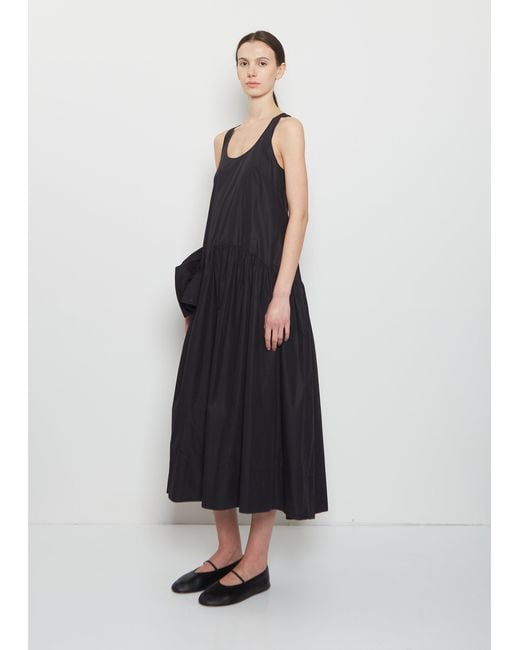 Simone Rocha Black Pressed Rosette Cotton Flounce Dress
