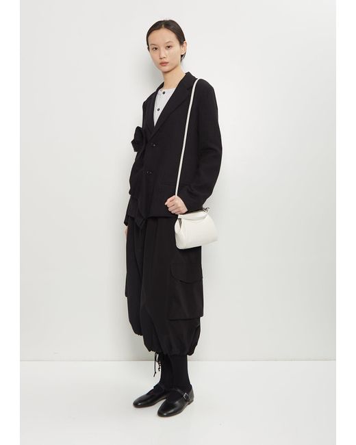 Y's Yohji Yamamoto White Leather Metal Clasp Shoulder Bag