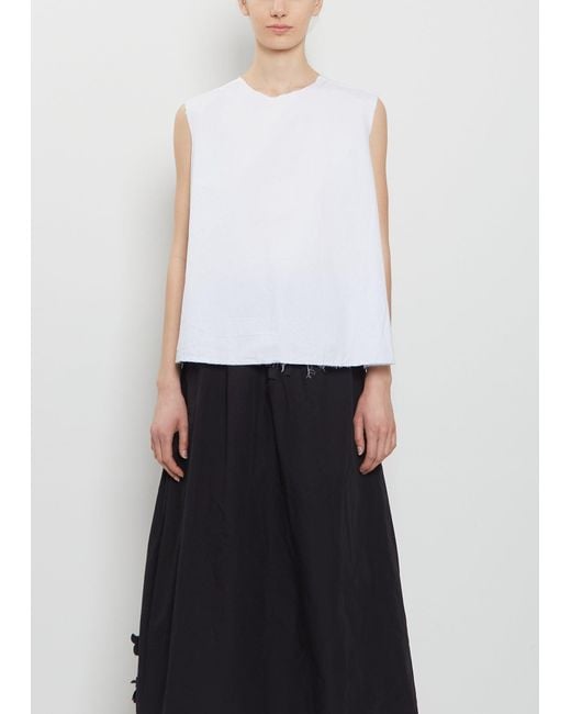 Scha White Paper Cotton Pleated Back Top