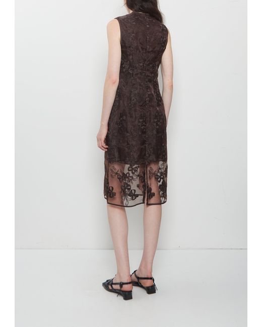 CECILIE BAHNSEN Brown Devin Rosette Organza Dress