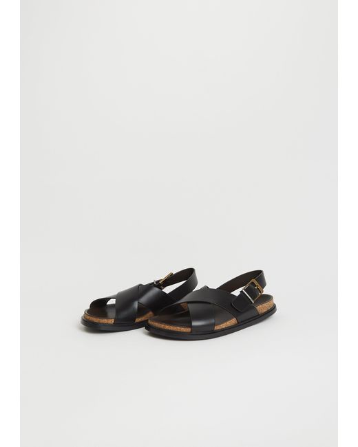 The Row White Buckle Leather Sandal