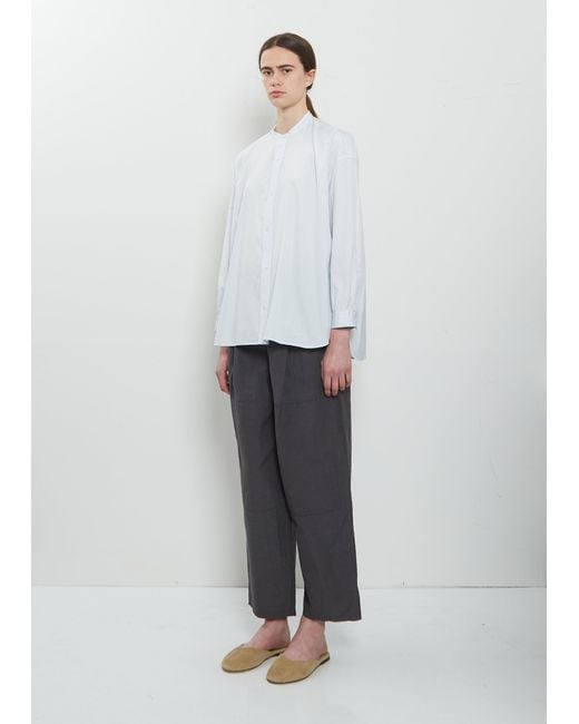Arts & Science White Band Collar Simple Cotton Shirt