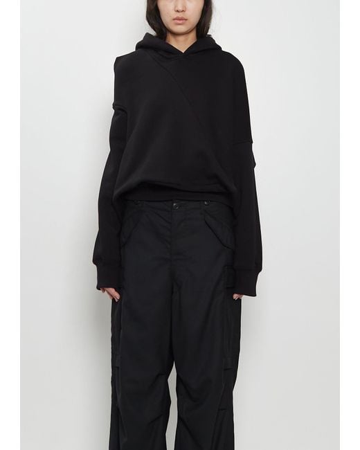 Junya Watanabe Black Cotton French Terry Asymmetrical Hoodie