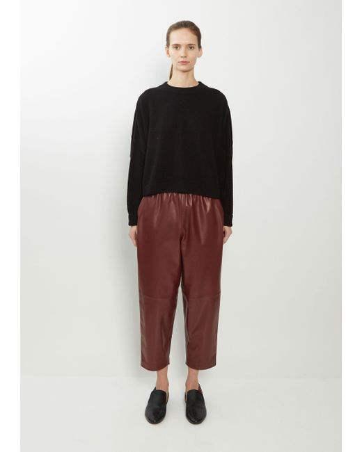 Dusan Red Leather Carrot Pants