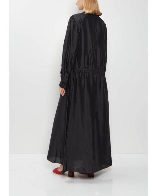 Lemaire Black Button Silk A-line Dress