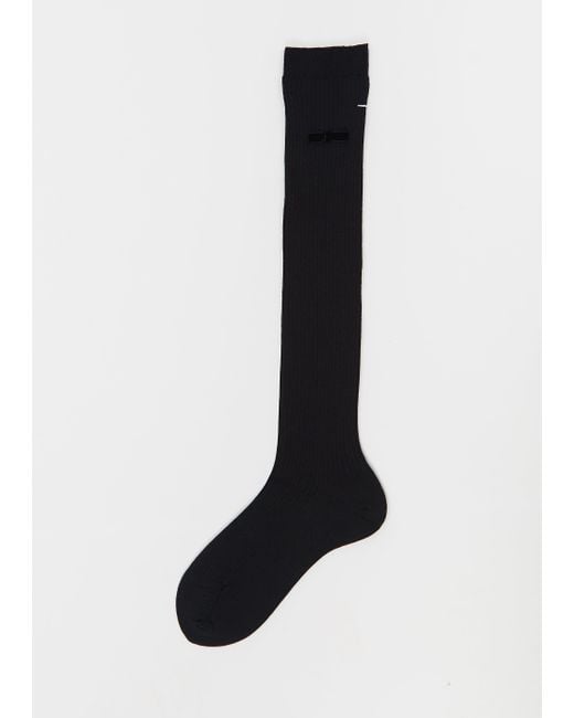 Antipast Black Ribbon Stretch Wool High Socks