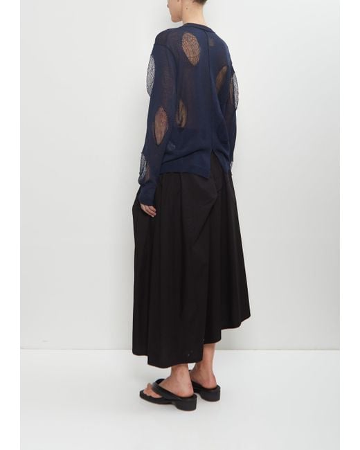 Yohji Yamamoto Blue Cotton Flax Open Knit Sweater